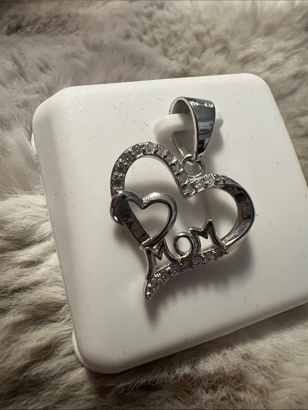 Silver Heart 'MOM' Script Pendant - Sterling-Style Women's Necklace